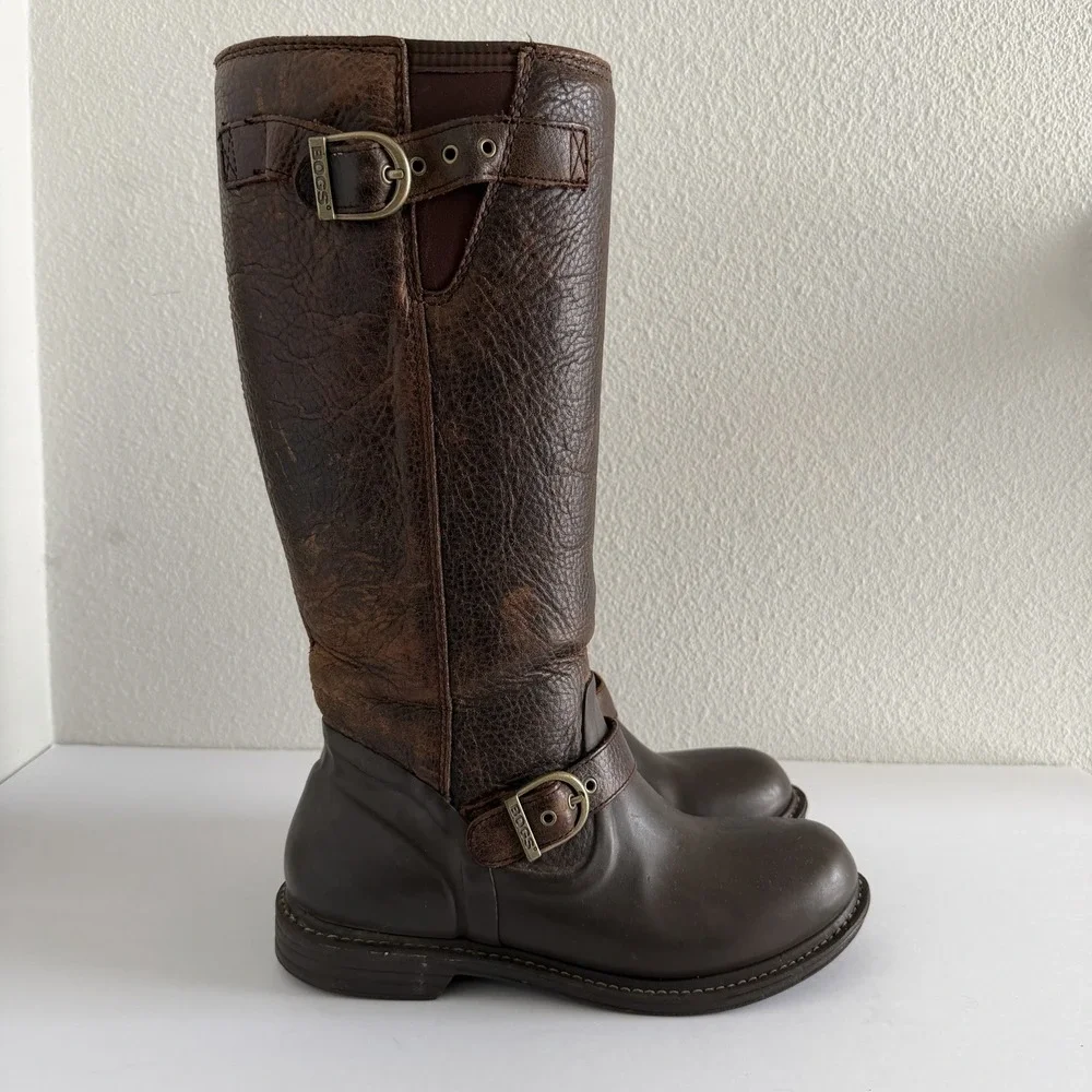Bogs McKenna Rain Boots Brown Leather Knee High Waterproof Women's Size 9